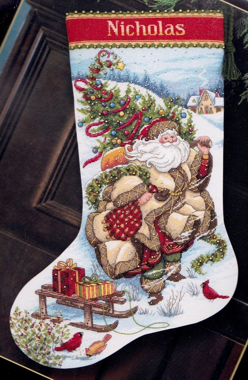 DIY Dimensions Santas Journey Christmas Counted Cross Stitch Stocking Kit 8752